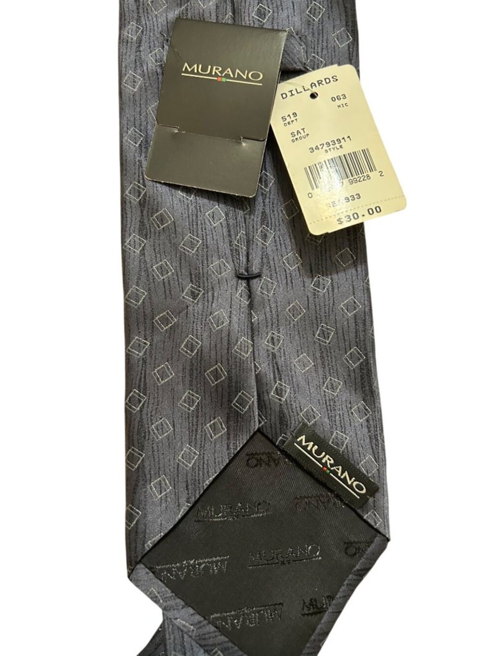 Men’s Murano Navy Geometric Pattern Silk Tie clothing suit accessories - Picture 2 of 3